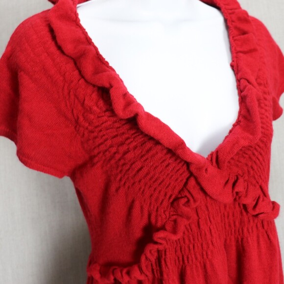 Anthropologie Knitted & Knotted Red Sweater Dress S | Romantic Coquette Cashmere - Picture 6 of 14